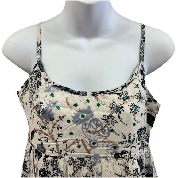 Chaudry KC Dress Womens Medium Sequin Mini Babydoll Bubble Hem Cottage Boho NWT - Picture 2 of 11